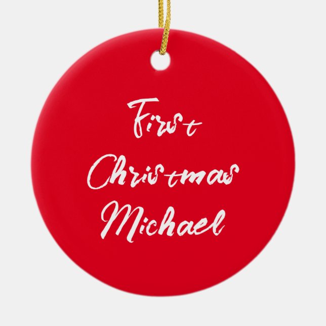 First Christmas Baby Your Own Photo Picture Ceramic Ornament (Front)