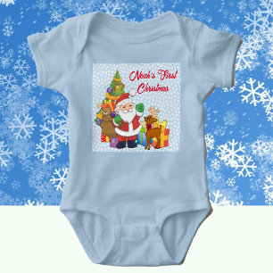 First Christmas Baby's Custom Name Santa Claus Baby Bodysuit