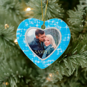 First Christmas Blue Ice Stars Template Ceramic Ornament