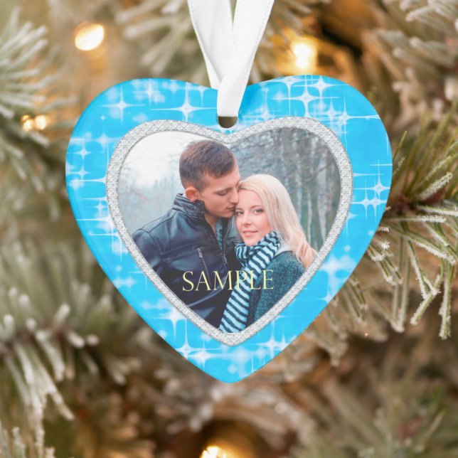 First Christmas Blue Ice Stars Template Ornament (Tree)