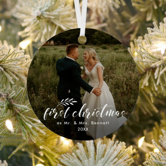 First Christmas Chic Handwritten Holiday  Metal Ornament (Insitu)