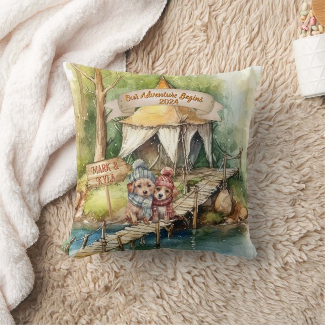 First Christmas Couple Christmas Newlywed Ornament Throw Pillow (Blanket)