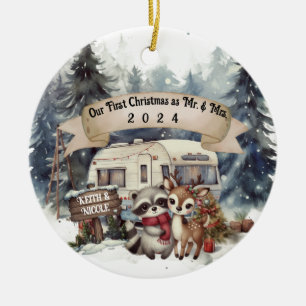 First Christmas Couple RV Camping Newlywed Ceramic Ornament