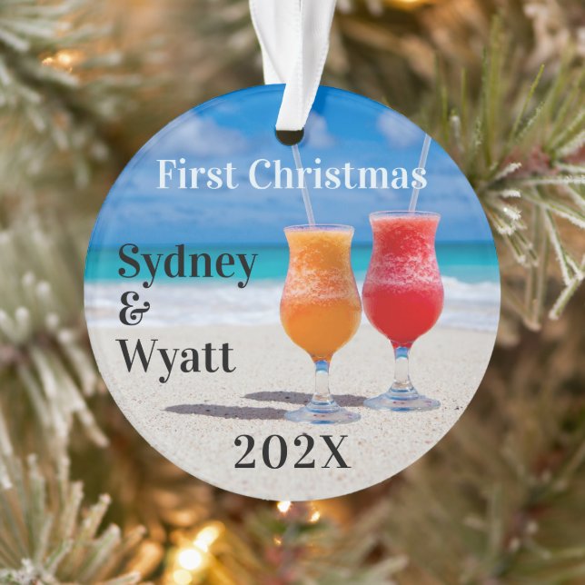 First Christmas Couple's Keepsake Tropical Drinks Ornament (Tree)