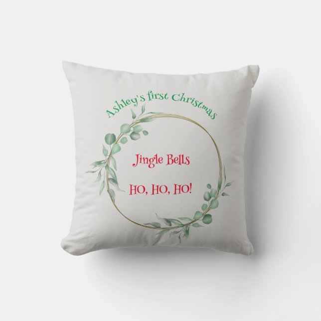 First Christmas Cushion. Customizable. Throw Pillow (Front)