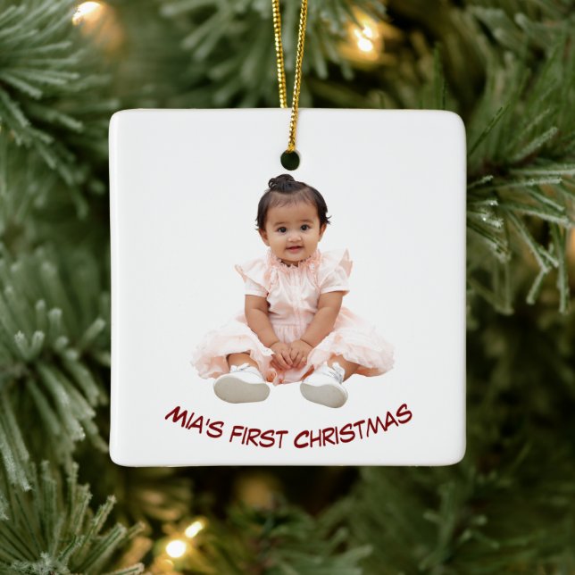 First Christmas Custom Baby Photo Holiday Ornament (Tree)