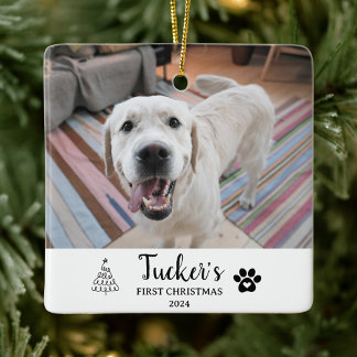 First Christmas Custom Dog Photo Ceramic Ornament