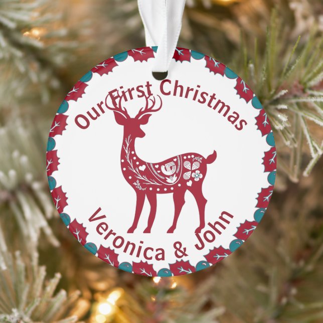 First Christmas Custom Nordic Reindeer Scandinavia Ornament (Tree)