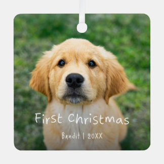 First Christmas Custom Pet Photo Metal Ornament