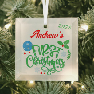 First Christmas Customizable Glass Ornament