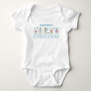 First Christmas Cute Animal Letters Boy Baby Bodysuit