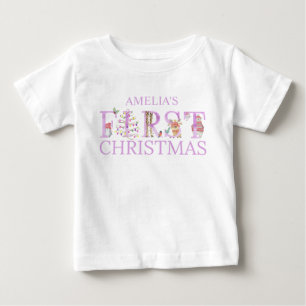 First Christmas Cute Animal Letters Girl Name Baby T-Shirt