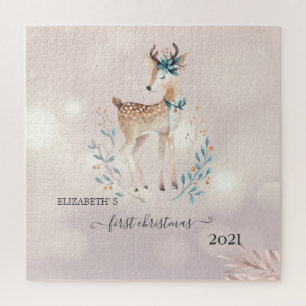 First Christmas,Cute Deer Holiday Jigsaw Puzzle
