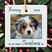 First Christmas Cute Puppy - Simple Dog Pet Photo Ceramic Ornament