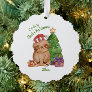 First Christmas Cute Sloth Ornament Card