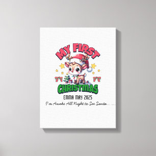 First Christmas Deer Brown Personalize Canvas Print