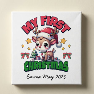 First Christmas Deer Brown Personalize Poster