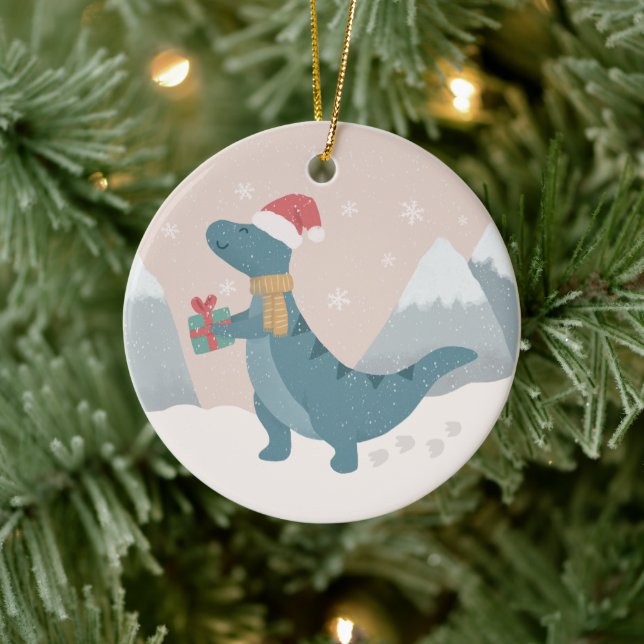 First Christmas Dinosaur Ceramic Ornament (Tree)