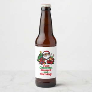 First Christmas Divorced and Thriving Christmas Beer Bottle Label