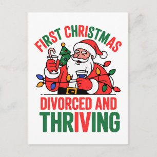 First Christmas Divorced and Thriving Christmas Postcard