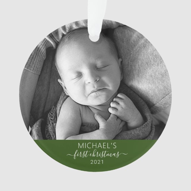 First Christmas Elegant Baby's Photo Name Script (devant)