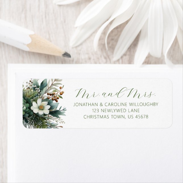 First Christmas Elegant Greenery Return Address (Insitu)