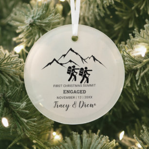 First Christmas Engage Outdoorsy Mountain Hiking Glass Ornament