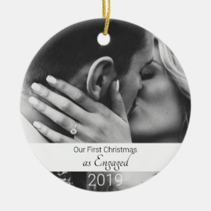 First Christmas Engaged Ceramic Ornament