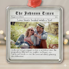 First Christmas Engaged | Engagement Announcement  Metal Ornament