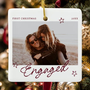 First Christmas Engaged Keepsake Ceramic Ornament