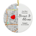 First Christmas Engaged Map Keepsake Gift