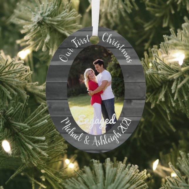 First Christmas Engaged Metal Ornament (Insitu)