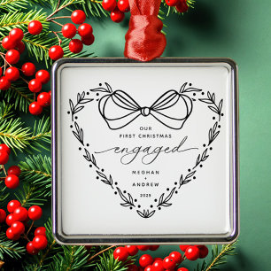 First Christmas Engaged Metal Ornament