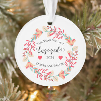 First Christmas Engaged Personalized 2024 Ornament