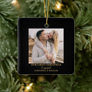 First Christmas Engaged Photo Name Year Ornament