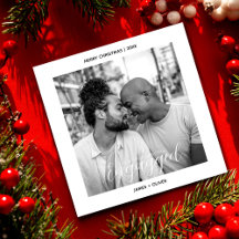 First Christmas Engayged Gay Pride Custom Photo