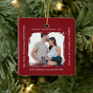 First Christmas Expecting Pregnancy Announcement  Ceramic Ornament