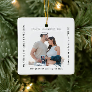 First Christmas Expecting Pregnancy Announcement  Ceramic Ornament
