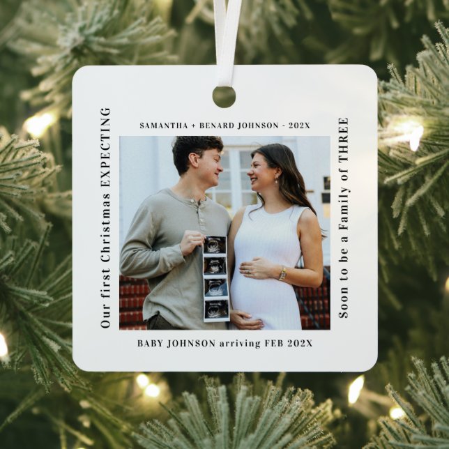 First Christmas Expecting Pregnancy Announcement Metal Ornament (Insitu)