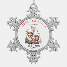 First Christmas family of three Keepsake Photo