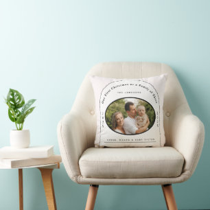 First Christmas Family of Three Newborn Baby Throw Pillow