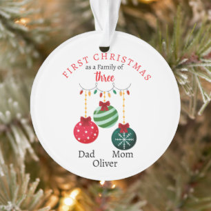 First Christmas family of three Photo Keepsake Ornament