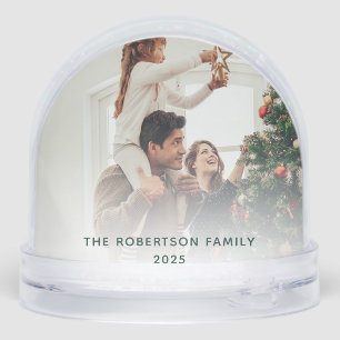 First Christmas Family Photo Modern Custom Snowglobe