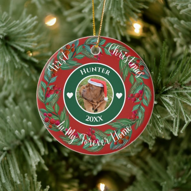 First Christmas Forever Home Pet Wreath Ornament (Tree)