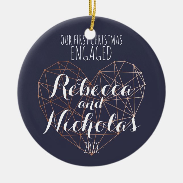 First Christmas geometric heart rose ornament (Front)