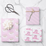 First Christmas Girls Pink Custom  Wrapping Paper Sheet<br><div class="desc">These adorable wrapping papers are perfect for your daughter’s first Christmas. With pink Santa,  pink  stripes and a fun “ my first Christmas” design these papers are so festive! Add your child’s name using the personalization feature.</div>