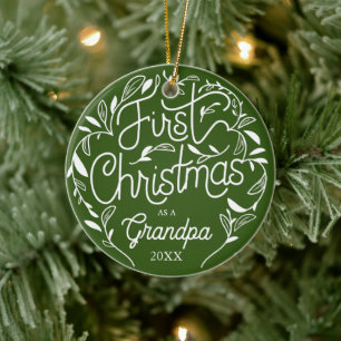 First Christmas Grandpa Grandma Ceramic Ornament