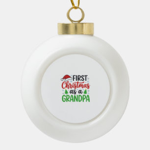 First Christmas Grandpa Santa Hat Ceramic Ball Christmas Ornament