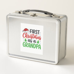 First Christmas Grandpa Santa Hat Metal Lunch Box