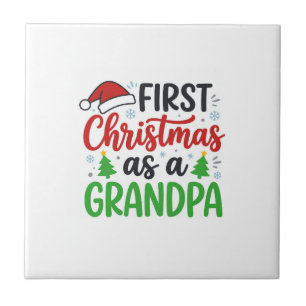 First Christmas Grandpa Santa Hat Tile